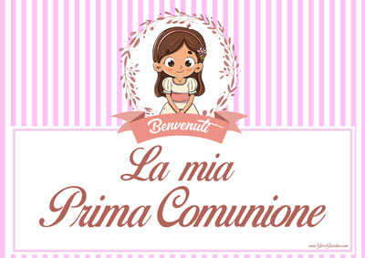 scritta la mia prima comunione da stampare gratis - per bambine - rosa