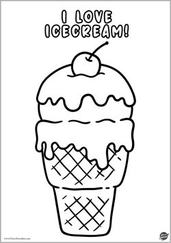 i love ice-cream - gelato - disegno tema estate in inglese