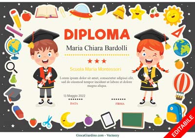 diploma da compilare e stampare per bambini della primaria