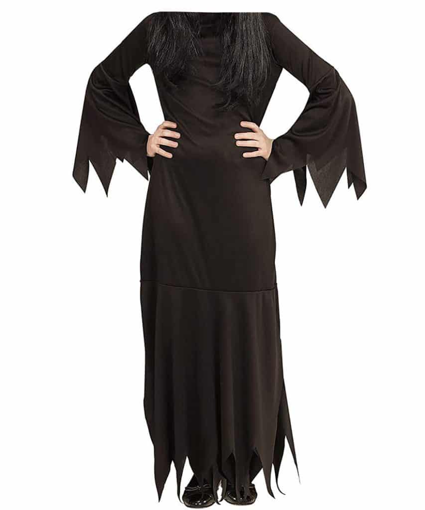 1. Costume da Befana per Bambina fai da te - costume nero lungo mortisia