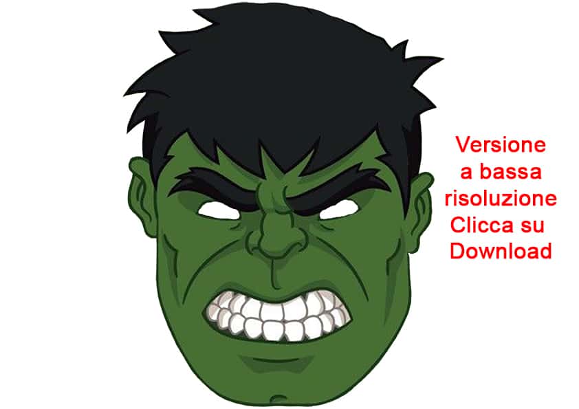 maschera di Hulk colorata da stampare e ritagliare