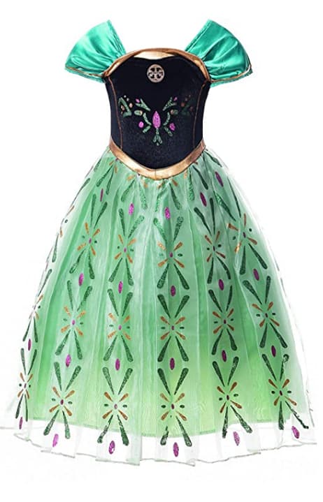 Taglia a Scelta 110-150 cm O³ Vestito Principessa Anna Realizzato in Materiale di Alta qualità Costume Bambina Carnevale 3 a 9 Anni Festa di Compleanno Anna 120