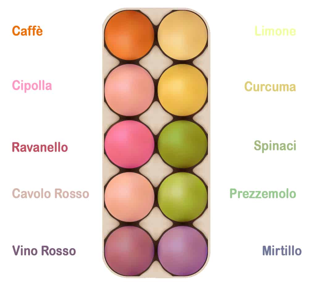 uova sode colorate con colori naturali - risultato finale
