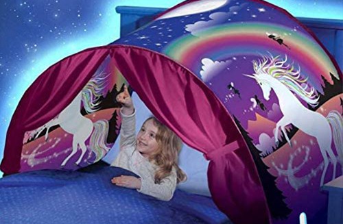 tenda per il letto per bambine con unicorno