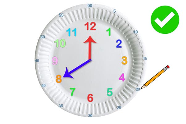 9. Orologio di carta per bambini - scrivi i minuti in multipli di 5
