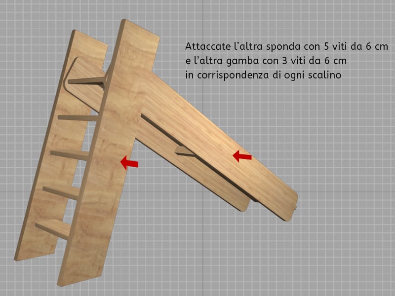 Come costruire uno scivolo in legno fai da te - Passo 11. Attaccate l'altra gamba e l'altra sponda