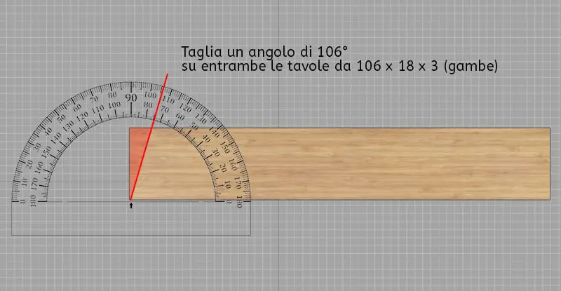 Come costruire uno scivolo in legno fai da te - Passo 3: Tagliare la base delle gambe a 106°