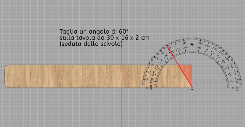 Come costruire uno scivolo in legno fai da te - Passo 4: Tagliate il bordo della seduta (o trampolino) a circa 59°