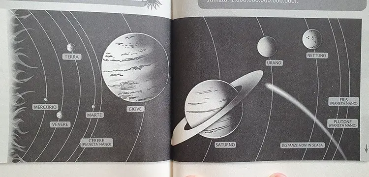 Illustrazione di Saturno e tutti gli altri pianeti  del sistema solare -  La chiave segreta per l'universo di Stephen Hawking