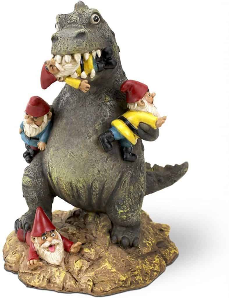 Dinosauro che mangia i nani da giardino - idea regalo per bambini