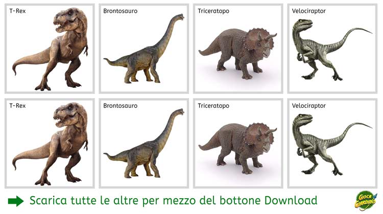memory dei dinosauri da stampare esempio