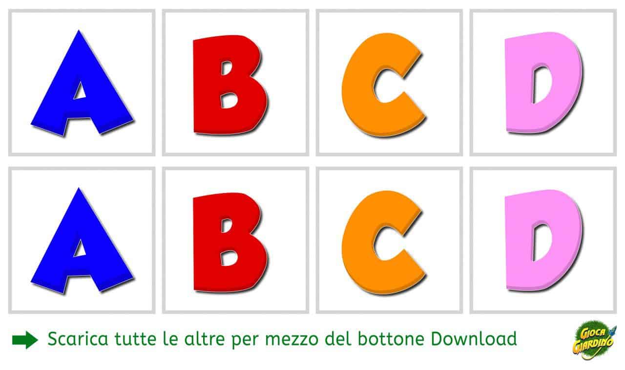 memory da stampare delle lettere dell'alfabeto - a colori - immagine d'esempio