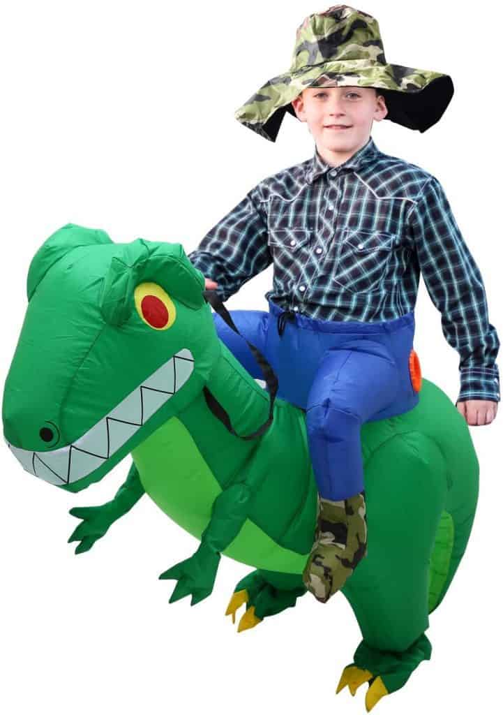 costume gonfiabile - tirannosauro da cavalcare - idea regalo per bambini