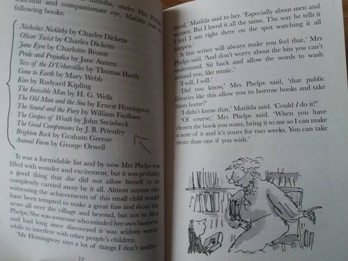 Illustrazione tratta dal libro Matilde di Roald Dahl
