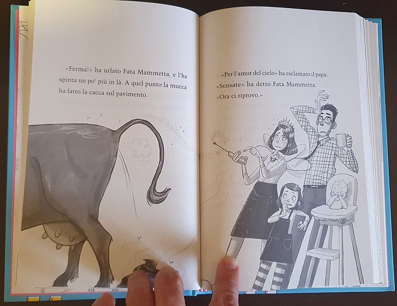 Io e Fata Mammetta - illustrazione del libro - la mucca in cucina