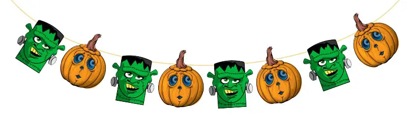 festone da stampare di Halloween con mostri