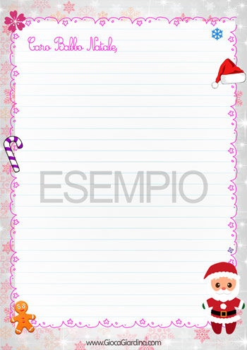 Letterina a Babbo Natale da Stampare - modello per femminucce Glitter Christmas - Formato A4 e A5