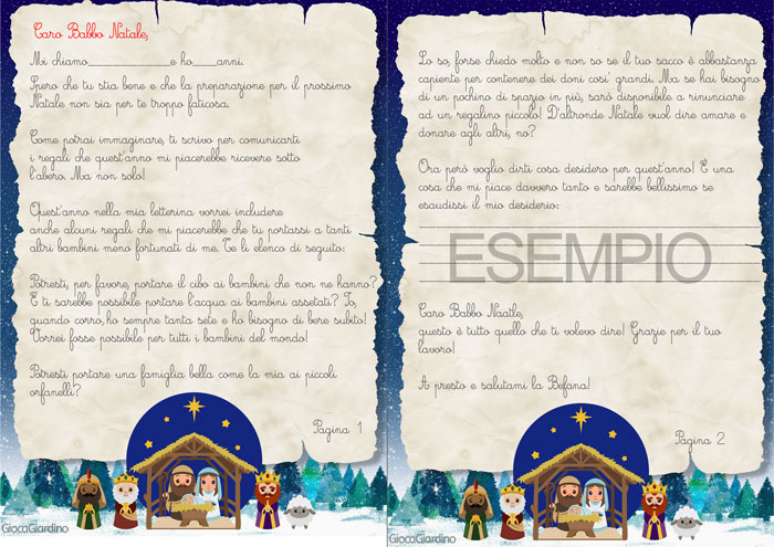 Letterina a Babbo Natale con testo da Stampare - Letterina con preghiera - Formato A4