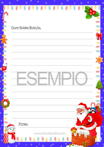 Letterina a Babbo Natale da Stampare - modello Luci di Natale - Formato A4 e A5