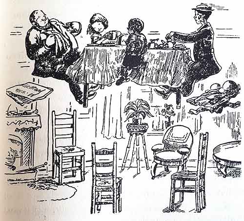 illustrazione Mary Poppins - il libro - P.L  Travers - illustratrice Mary Shepard - Casa di zio Albert