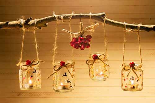 vasetti di vetro da attaccare con stencil - decorazione natalizia fai da te