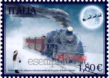 Francobollo con Treno a vapore Polar Express - per letterina a Babbo Natale - da stampare