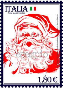 Francobollo di Babbo Natale - stile stencil su un muro - per letterina - da stampare