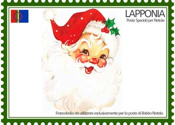 francobollo volto di babbo natale per lettera di risposta dalla Lapponia - da stampare