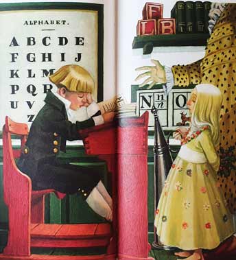 Ebenezer Scrooge da giovane e la piccola sorella Fanny - illustrazione di Iacopo Bruno - Canto di Natale - Charles Dickens - Rizzoli