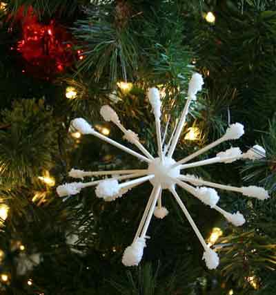 Fiocco di Neve con cotton fioc- decorazione albero di natale fai da te