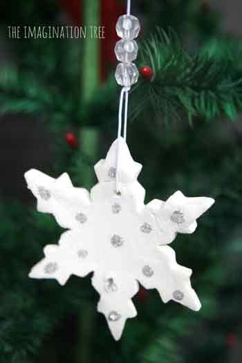 Fiocco di Neve con argilla bianca - decorazione albero di natale fai da te