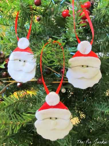 volto di Babbo Natale - decorazioni in feltro fai da te per albero di natale