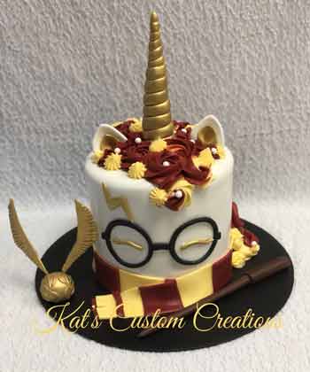 torta a tema unicorno e Harry Potter