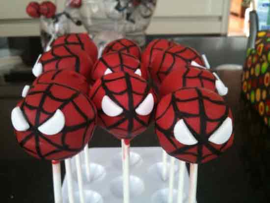 idee buffet e dolci a tema spider-man - cake pops