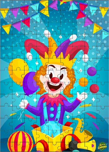 funny clown - puzzle da stampare per bambini con pagliaccio