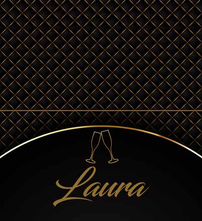 Luxury Year - Segnaposto tavola capodanno da stampare con bicchieri di champagne