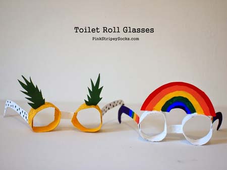 occhiali carnevaleschi con rotoli di carta igienica - lavoretto carnevale scuola primaria