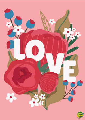 Amore Floreale - biglietto di San Valentino da stampare gratis