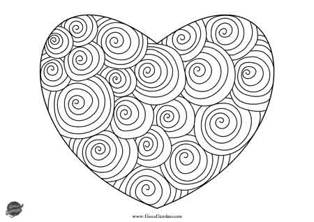 cuore mandala da colorare con cerchi concentrici