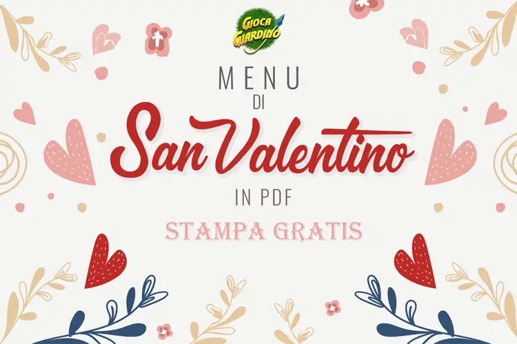 Menu di San Valentino in PDF da Compilare e Stampare Gratis