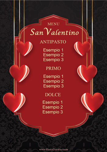Orient Love - Menu di San Valentino da compilare e stampare gratis in PDF editabile