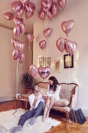 palloncini foil con elio a forma di cuore per San Valentino
