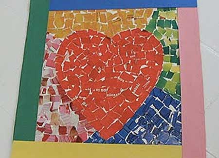 Mosaico cuore di carta - lavoretto per San Valentino bambini scuola infanzia