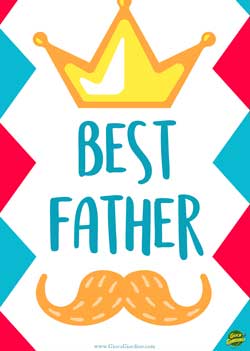 Best Father - Corona e Baffi - Biglietto per la festa del papà in inglese da stampare gratis