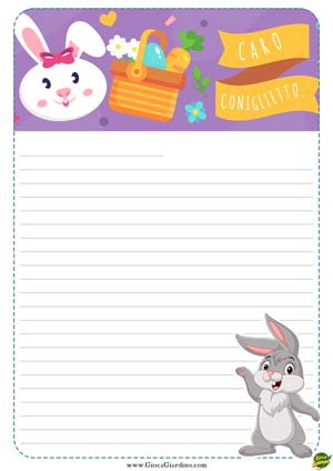 Coniglietto e Cestino - lettera al coniglio pasquale da stampare