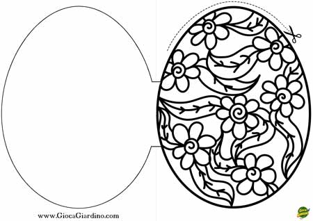 biglietto per pasqua a forma di uovo da ritagliare e colorare gratis - lavoretto di Pasqua da stampare
