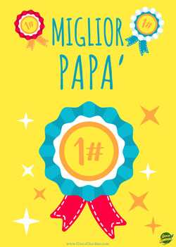miglior papà - biglietto colorato per la festa del papà con coccarda e N 1 - da stampare gratis