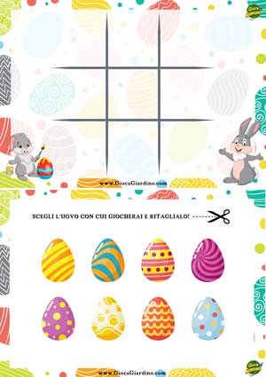 Tris con le uova - gioco di pasqua per bambini da stampare gratis