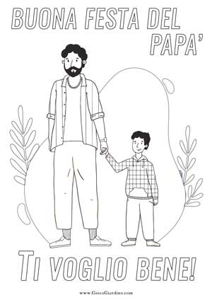 padre e figlio - disegno da stampare e colorare per la festa del papà