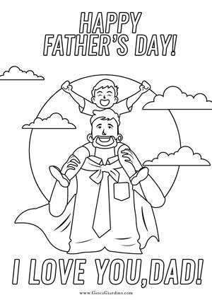 Happy Father's Day - I love you dad - disegno da colorare in inglese per la festa del papà